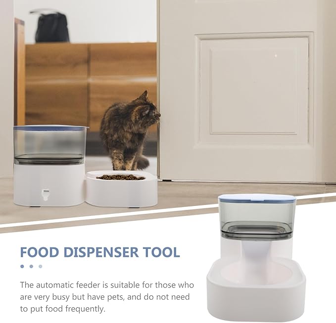 Healifty Automatic Pet Feeder Bowl with Detachable Food Container Non-Slip Blue Cat and Dog Food Dispenser Washable Household Feeding Supplies for Pets