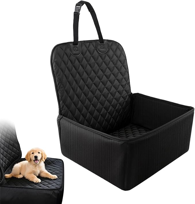 Dog Car Seat - Black Travel Dog Bed Carrier, Elevated Booster Seats Small Dogs, Large Waterproof Dogs Travel Seat | Washable Cushion Cover for SUV Truck Backseat Puppy Safety Barrier Outdoor