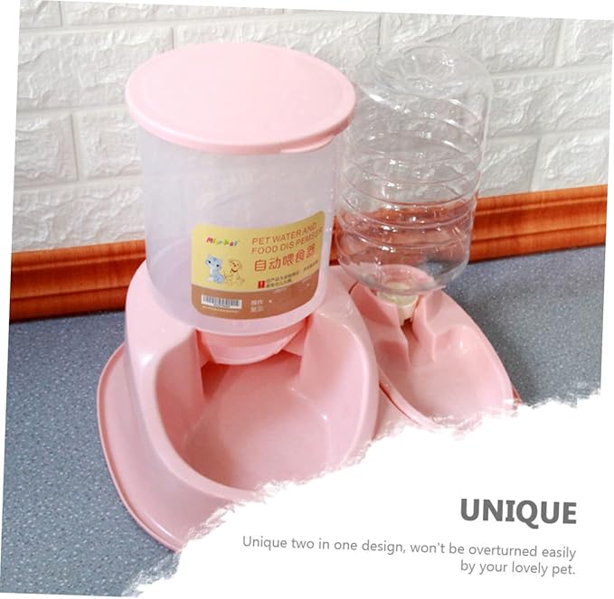 GANAZONO Automatic Cat and Dog Water Dispenser Feeder Dual Bowl Design for Easy Feeding Removable and Easy to Clean for Pet Owners and Stores and Break-Resistant Large Capacity Pink