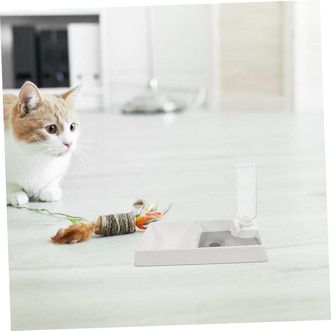 Cat and Dog Bowl Automatic Water Feeder No-Spill Design Dual Pet Feeding and Drinking Dispenser