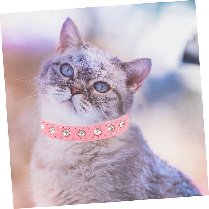 SUPVOX Adjustable Rhinestone Inlaid Dog Collar for Dogs Breathable Pu Material Comfortable Neck Decor Buckle for Pets and Puppies
