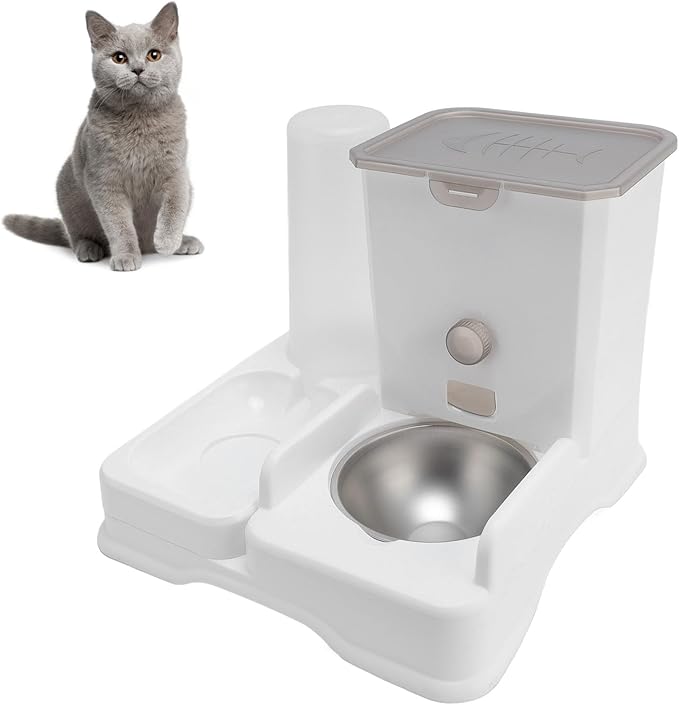 Pet Food Water Dispenser, Automatic Double Bowl Cat Dog Food Feeder Waterer Set for Large Small Dog Cat Puppy Kitten