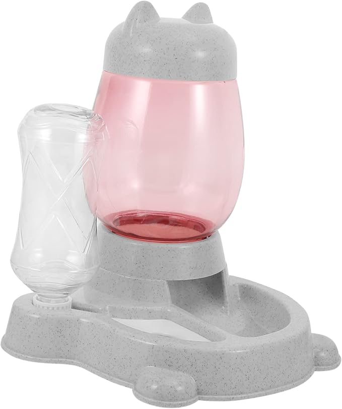 Automatic Pet Feeder Water Dispenser for Cats and Dogs Durable -Skid Design Easy to Clean Feeding Bowl for Kittens and Puppies Grey
