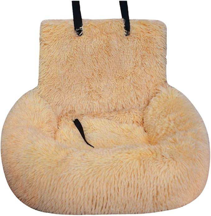Generic Dog Car Seat for Dogs,Fluffy Pet Seat with Detachable Washable Cushion, Portable Travel-Safe Bed for Cars with Safety Belts (Orange, 60X60cm)