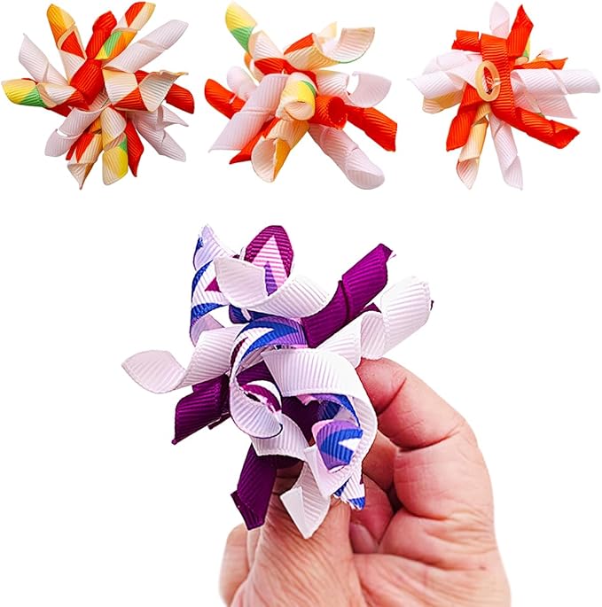 PET SHOW 20pcs/10pairs Curly Dog Hair Bows with Rubber Bands for Small Medium Dogs Spiral Puppy Swirl Topknot Cat Festival Hair Accessories Pet Favor Gift (Holiday Assorted)
