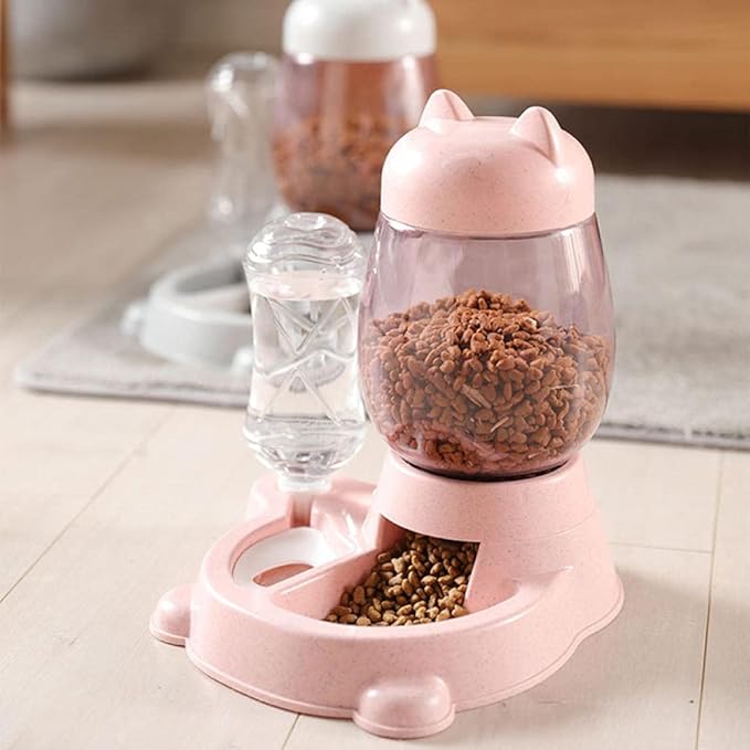 Dog Bowls Cat Bowls Pet Automatic Feeder Cat Dog Food Dispense Water Drinking Bowl Feeding Dispenser for Cats Dogs Gray