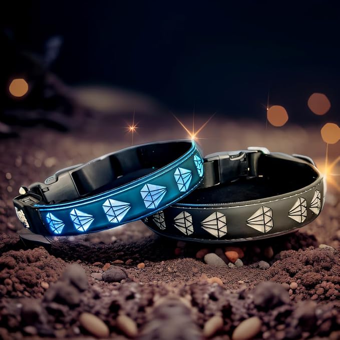 Subversive USB-C led Light up Airtag Dog Collar, Subversive 3D Sunflower Design Comfortable and Soft Material,Multicolored Lighting (D-Black, S(11.8-15.7"))