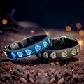 Subversive USB-C led Light up Airtag Dog Collar, Subversive 3D Sunflower Design Comfortable and Soft Material,Multicolored Lighting (D-Black, S(11.8-15.7"))