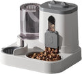 Automatic Dog Cat Feeder and Water Dispenser Gravity Food and Waterer Set with Pet Bowl Universal Products(Grey1)