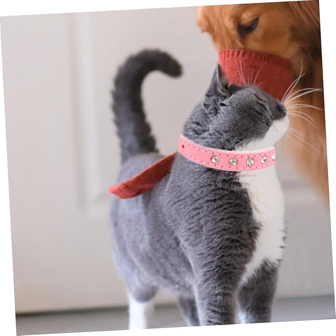Milisten Adjustable Rhinestone Dog Collar for Dogs and Cats Stylish Pet Neck Decor Pu Material for Daily Wear and Parties