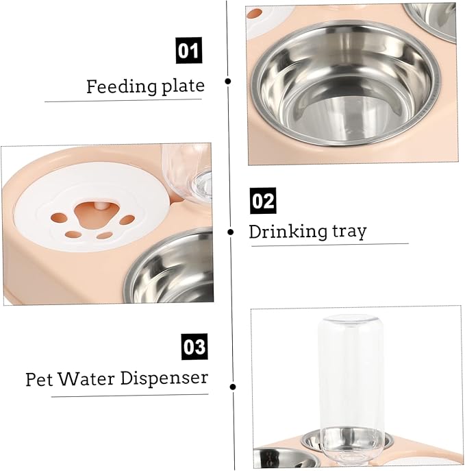 BESPORTBLE Dog Cat Automatic Water Dispenser Stainless Steel Bowl Splashproof Easy to Pet Supplies