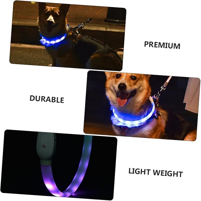 USB Charging Dog Collar Luminous LED Light Up Pet Collar Durable Wear Resistant Material Safe for Skin Multiple Lighting Modes for Night Walking Safety
