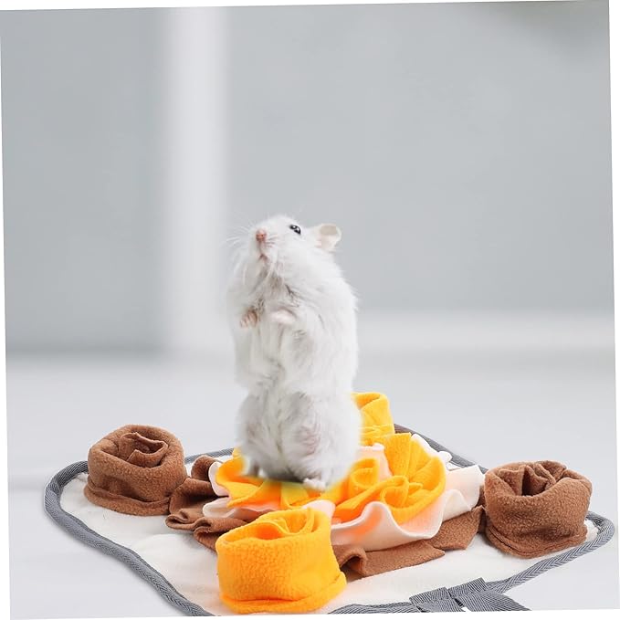 YARNOW Little Pet Foraging Mat for Small Animals Interactive Nose Work Snuffle Mat Slip Design for Rabbits Hamsters and More for Fun Treats and Toys