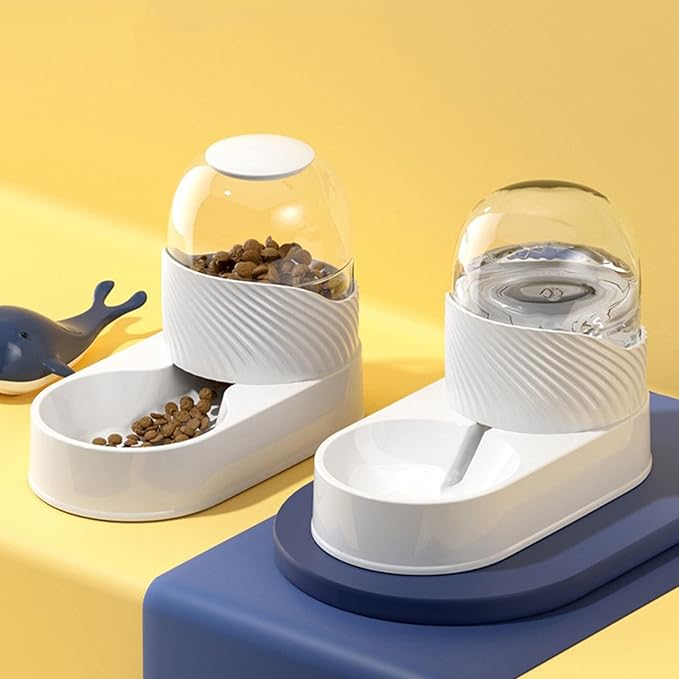 Automatic Dog Cat Feeder and Water Dispenser Set, Large Capacity 2L Gravity Pet Food Feeder Dog Water Bowl Dispenser, Easily Clean Self Feeding for Small Large Pets Dogs Cats (Orange)