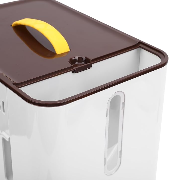 Fabater Automatic Pet Feeder, Large Capacity Programmable Automatic Feeding Damp Proof Sealing Pet Food Storage Container, Timed Feeder with Stainless Steel Bowl for Home Outdoor Travel (Dark Brown)