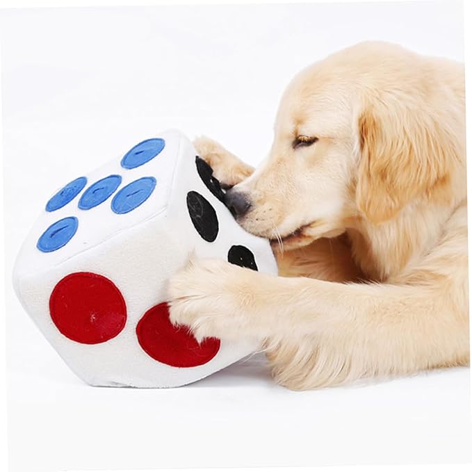 Dog Plush Training Toy Creative Sniffing Dice for Pets Soft and Plush Material for Play and Enrichment Activities White