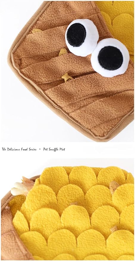 Interactive Pet Snuffle Mat with Crinkle Paper and BB Sound – Food-Shaped Nose Work Mat for Cats, Dogs, and Small Pets, Anti-Slip Base, Puzzle Feeding Toy (Egg)