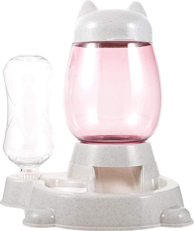 Automatic Pet Food Dispenser with Large Capacity Grey Food Bowl, Indoor Puppy and Dog Feeder, Household Self-Feeding Container for Cats and Small Pets