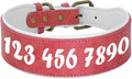Custom Large Dog Collar Wide Leather Personalized Collars Medium Large Dog Pet Collars Customized for Dogs Printed Name ID Pink XXL