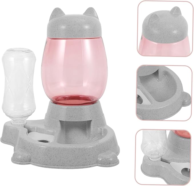Automatic Pet Feeder Water Dispenser for Cats and Dogs Durable -Skid Design Easy to Clean Feeding Bowl for Kittens and Puppies Grey