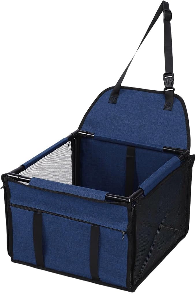 Pet Seat, Dog Car Seat Portable 39x39x27cm for Travel (Dark Blue)