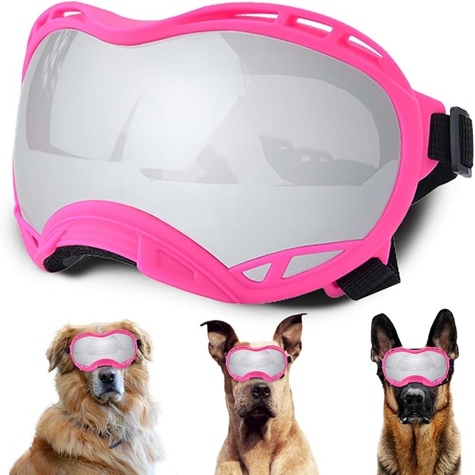 Dog Sunglasses,Doggles Anti-UV Protection,Pet Sunglasses with Adjustable Strap,Suitable for Motorcycle Car Driving Bike Riding Hiking Swimming Wind Dust Fog Dog Eye Protection