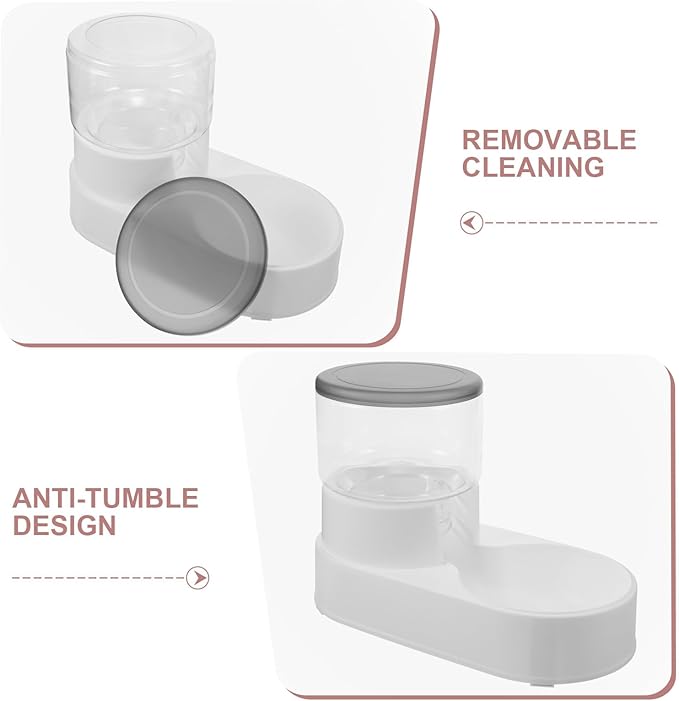 Automatic Dog Feeder and Cat Feeder Bowl with Detachable Food Dispenser, Spill-Proof Pet Feeding Station for Indoor Dogs and Cats, Gentle Gray
