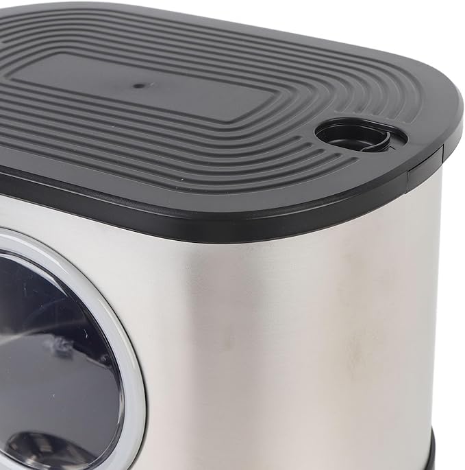 Automatic Pet Feeder, 5L Quantitative Feeding Stainless Steel 2 Bowls Dog Food Dispenser Large Capacity Automatic Timed Cat Feeders with Visable Window for Cats Dogs (Black)