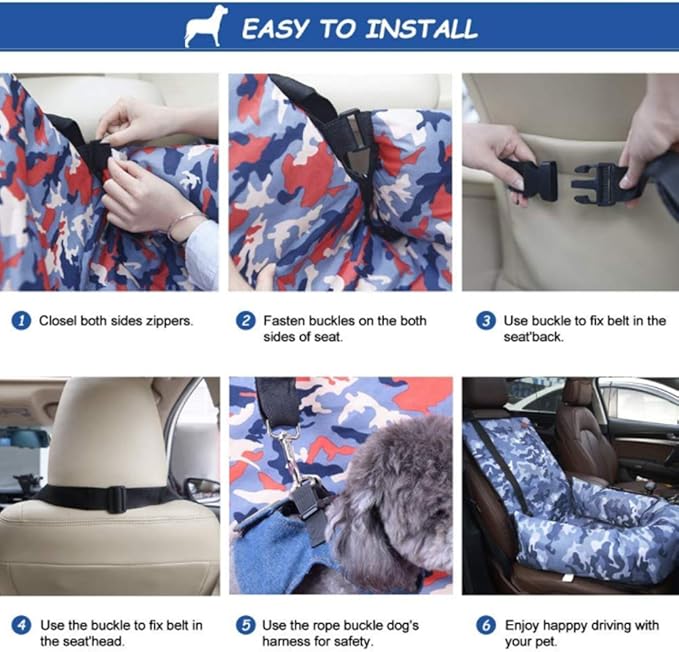 Dog Car Seat Pet Car Booster Bucket Seat Pet Travel Safety Car Seat Dog Bed for Car with Removable Cover&Safety Leash for Small and Medium Pets Cat,D