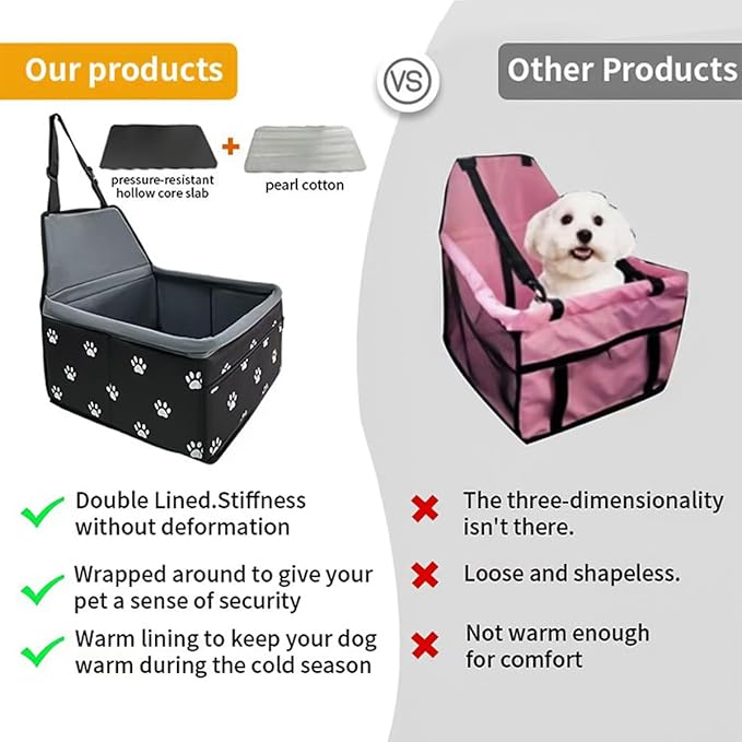 Pet Dog Car Seats for Small Dogs Under 20lbs， Foldable Travel Dog Car Seat Reduces Anxiety & Road Trips – Stable Frame, Soft Cushion, Fits Front/Back Seat