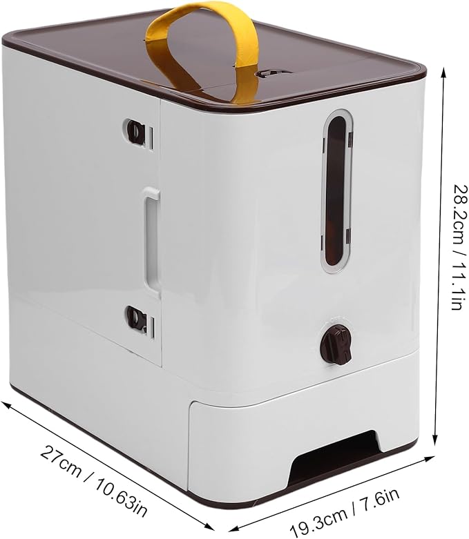 Automatic Cat Dog Food Dispenser, Large Capacity Pet Feeder with Sealing Technology for Food Storage, Timed Auto Feeding for Home Travel (Dark Brown)