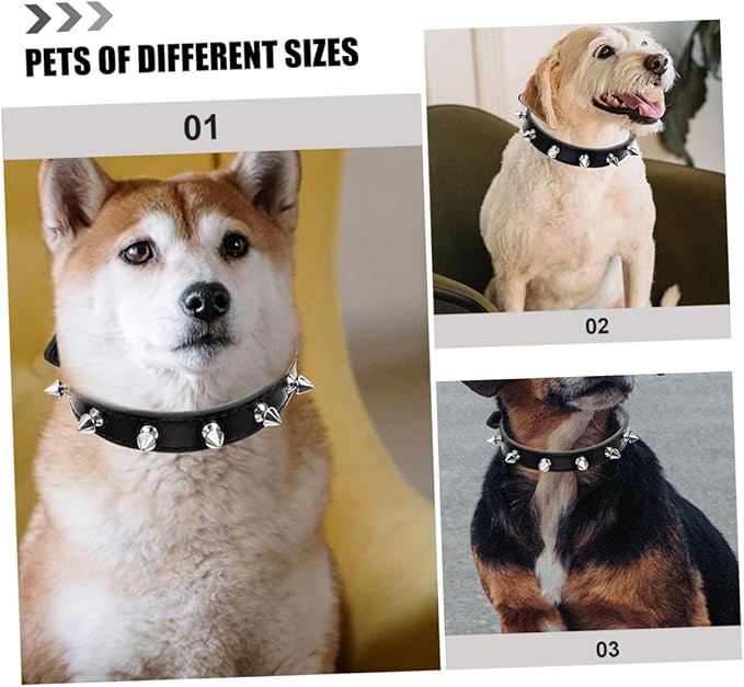 Gadpiparty Rivet Dog Collar Medium Size 2.0cm Wide Black Sturdy Studded Leather Collar for Walking and Training Small to Medium Pets