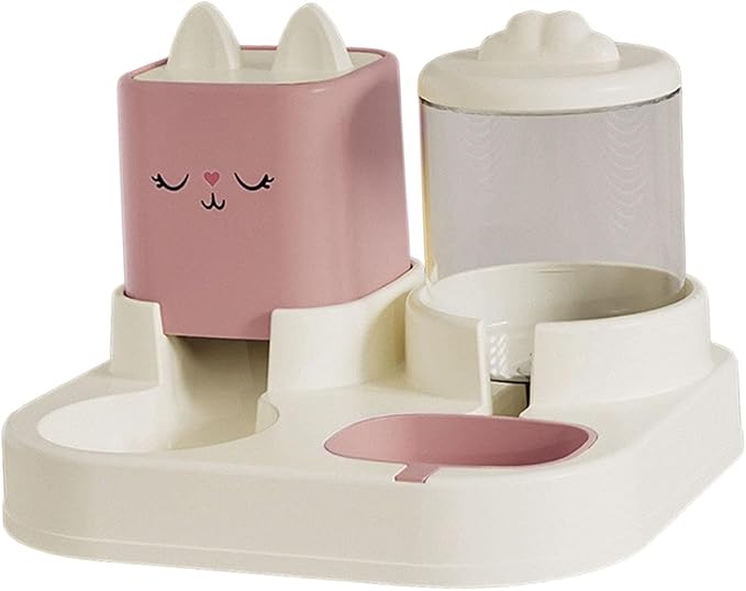 Automatic Feeder Waterer, Detachable 2 in 1 Pet Water Food Bowl with Water Dispenser for Outdoor