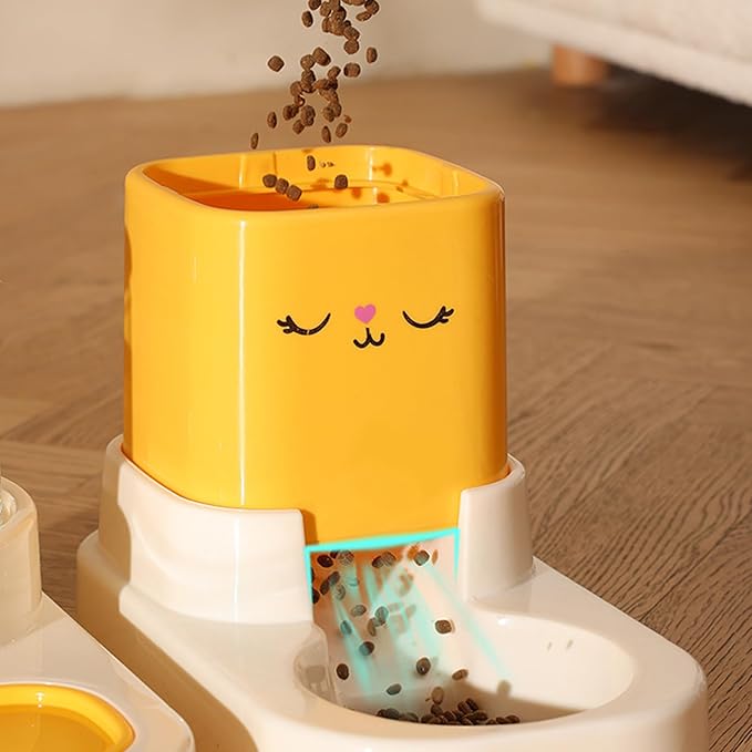 Automatic Cat Feeder, Auto Fill Cat Water Bowl, Cat Food Dispenser, Anti-Slip Automatic Pet Waterer, Large Capacity Cat Water Dispenser, Cute Dog Feeding Bowls (A)
