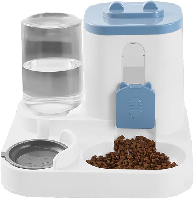 Automatic Dog Feeder - Bowl Food and Water Dispenser, Refill Pet Feeder, Easy Design | Long-Term Feeding Indoor Home Feeding Station for Cats, Puppies, Small Medium Dogs, Daily Care Supply