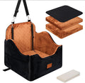 XEEP Dog Car Seat for Small/Medium Dogs Up to 35lbs, Dog Booster Seat with Memory Foam Cushion, Washable Pet Car Seat with Safety Belt & Pee Pad & Blanket, Fits in Front/Back Seat, Brown