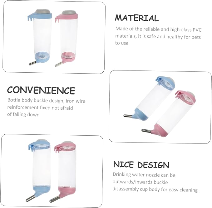 BESTonZON 2PCS Automatic PET Water Feeder Hanging Dispenser for Dogs Cats and Rabbits Sturdy Water Bottle Easy to Install for PET Accessories