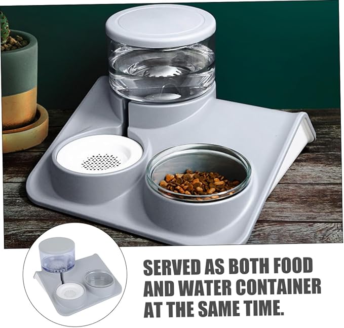 1pc Automatic Pet Feeder Water Bowl for Dogs and Cats Capacity Easy to Automatic Water Refill Convenient Design for Pet Drinking and Eating Grey Color