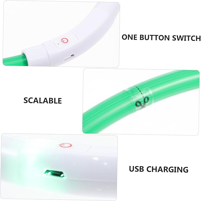 POPETPOP USB Rechargeable LED PET Collar Luminous 70cm Light Up Dog Collar for Nighttime Safety Flashing and Waterproof Design Adjustable for Breeds