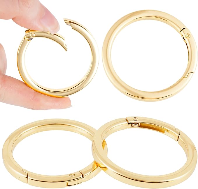 Spring O Rings,Round Spring Snap Keyring, Metal Carabiner Clips for Keychain Handbag Purse Dog