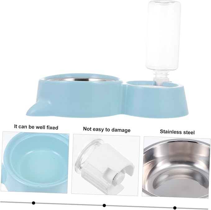 1pc Pet Feeder and Water Dispenser Practical Cat Bowl Automatic Dog Bowl Replaceable Water Bottle Choke Stainless Steel Design for Cats and Dogs