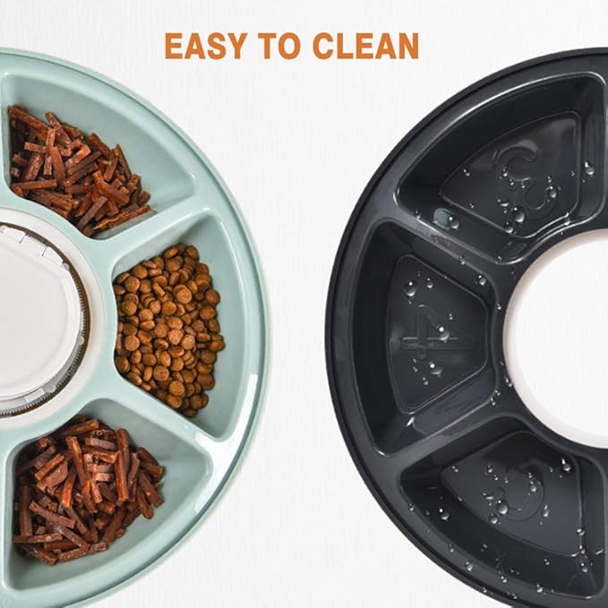 Pet Automatic Feeder Cats Dogs,Timed Feed 6 Meal Trays Dry Wet Food Dispenser with Voice Remind,LCD Smart Programmable Self Feeder,Dishwasher Safe,Pink