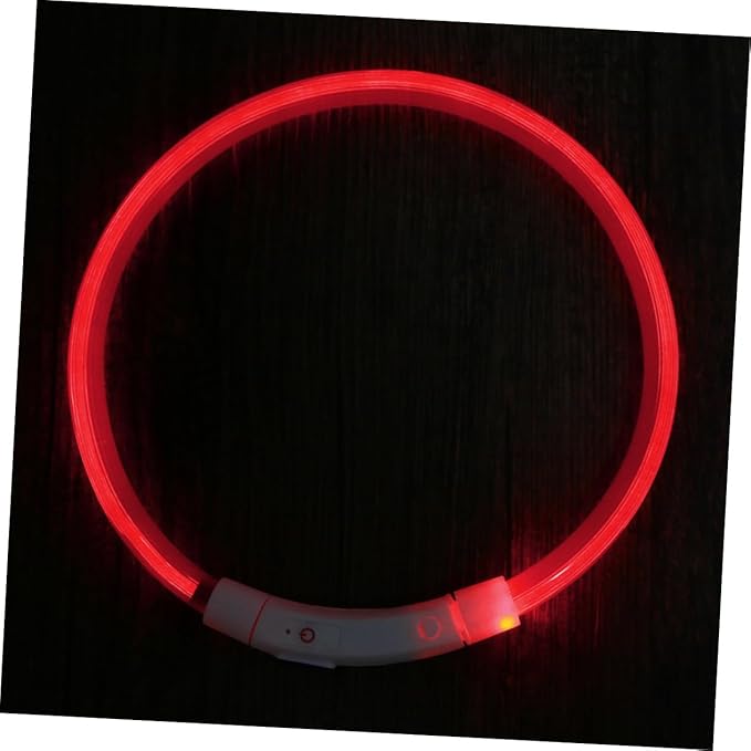 ibasenice LED Dog Collar Rechargeable Glowing Pet Collar for Night Safety Red Durable Energy Saving Design and Flexible for Dogs