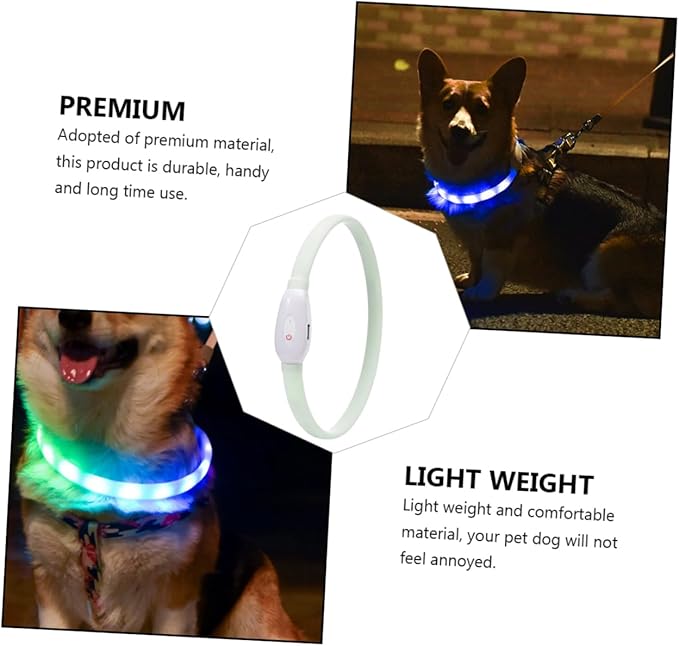 Yardwe 1set USB Rechargeable Led Pet Dog Collar Lightweight Night Safety Flashing Collar for Dogs for Evening Walks