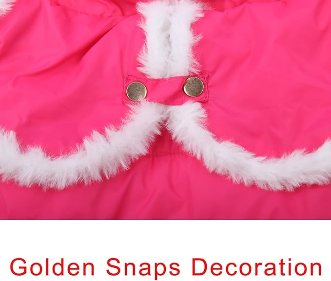 Shawl Design Fleece Lined Warm Dog Jacket for Winter Cold Weather,Soft Windproof Large Dog Coat,Pink XXL