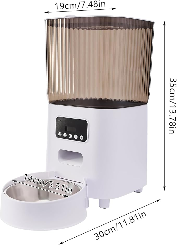 Automatic Cat Feeder-5L Automatic Dog Feeder w/Stainless Steel Bowl,Timed Cat Food Dispenser Dual Power Supply for Home, Pet Stores, Animal Rescues