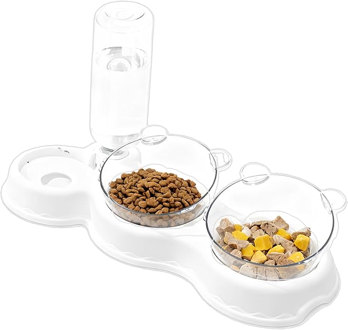 Dog Waterer Bowl - Automatic Waterer for Pets with Food Bowl | Pp+pc Durable Material, Easy Fill Design with Large Capacity, Suitable for Small Medium Large Dogs Cats Kittens Bunnies Indoor Daily Use