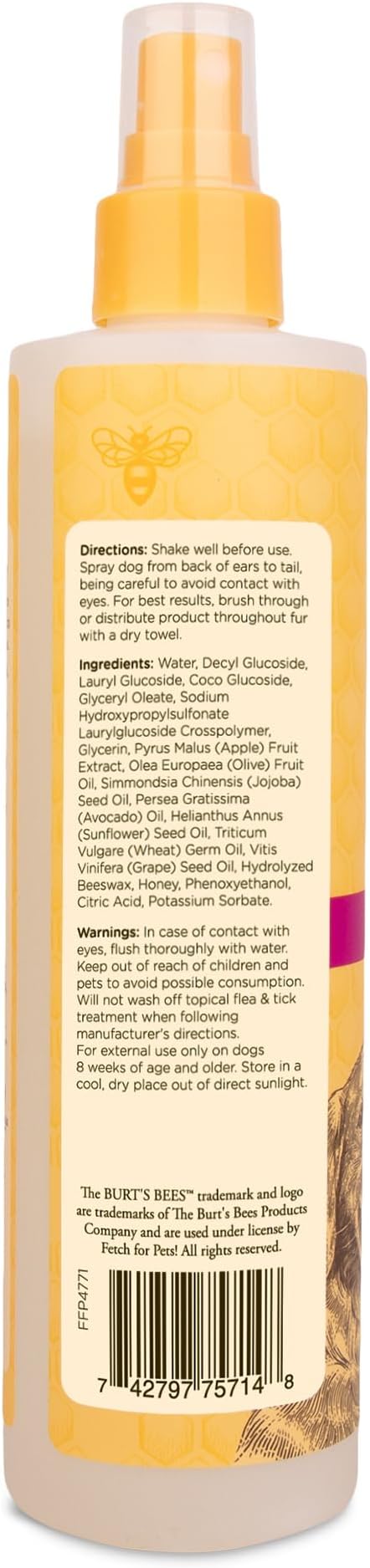 Burt's Bees for Pets Waterless Shampoo Spray for Dogs with Apple and Honey, 2pk, 99.1% Natural Origin Formulas, Waterless Dog Shampoo - Gentle Dry Shampoo for Dogs, Best Dog Shampoo, 2pk, 10 oz
