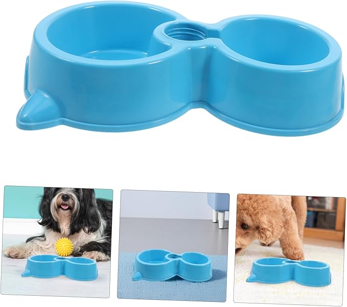 Dog Water Dispenser with Dual Bowls Automatic Pet Feeder for Dogs Cats Self Watering System with Material Compatible with Water Bottles for Puppies and Kittens