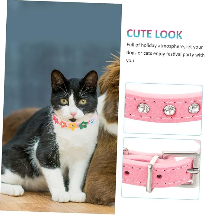 Milisten Adjustable Rhinestone Dog Collar for Dogs and Cats Stylish Pet Neck Decor Pu Material for Daily Wear and Parties